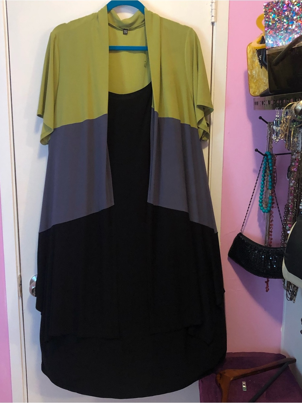 Blu Sage Colorblock Maxi Dress in Olive, Gray, Black